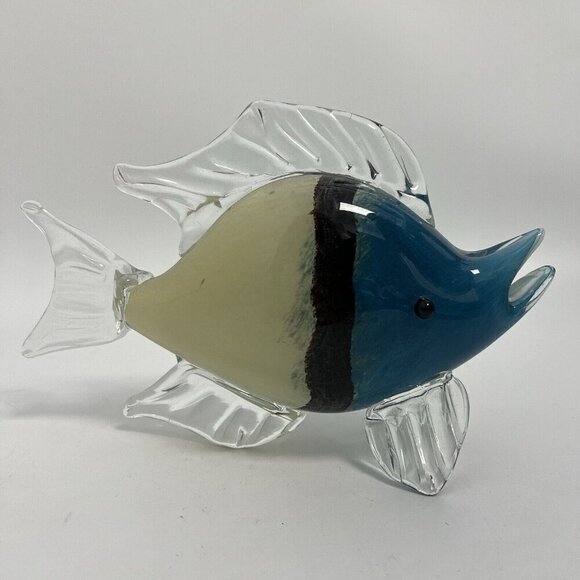 Art Blown Glass Fish Sculpture Statue Large Multi Color Heavy Unmarked - Picture 7 of 10